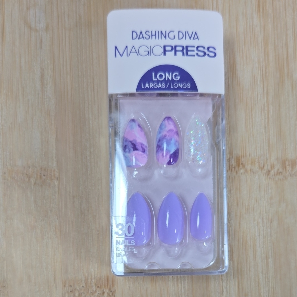 Dashing Diva MagicPress Long Press-On Nails - Purple and Glitter